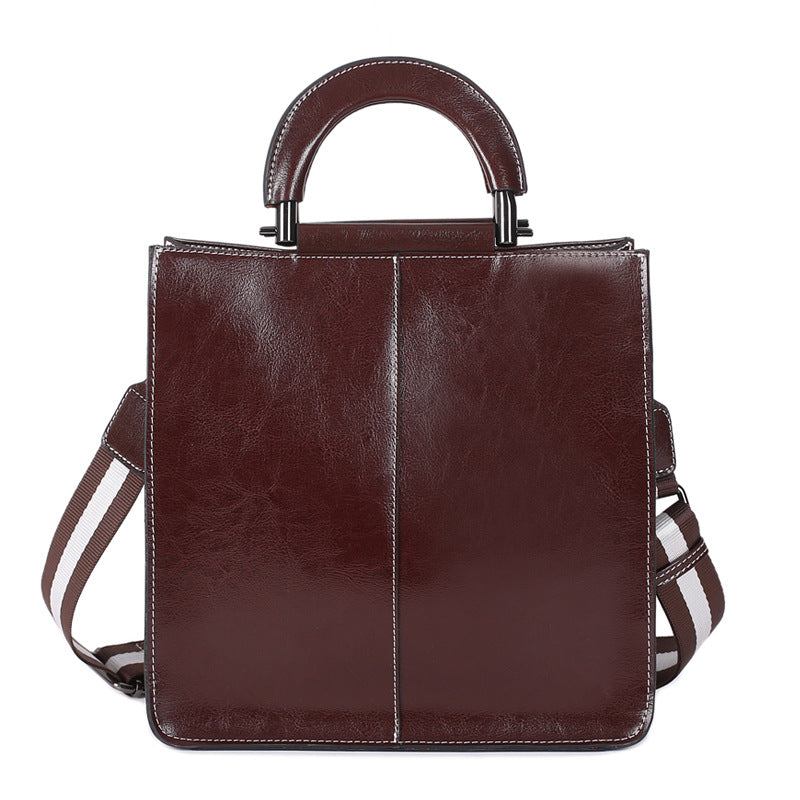 Women's Stitching Leather Fashion Style Cowhide Shoulder Bags