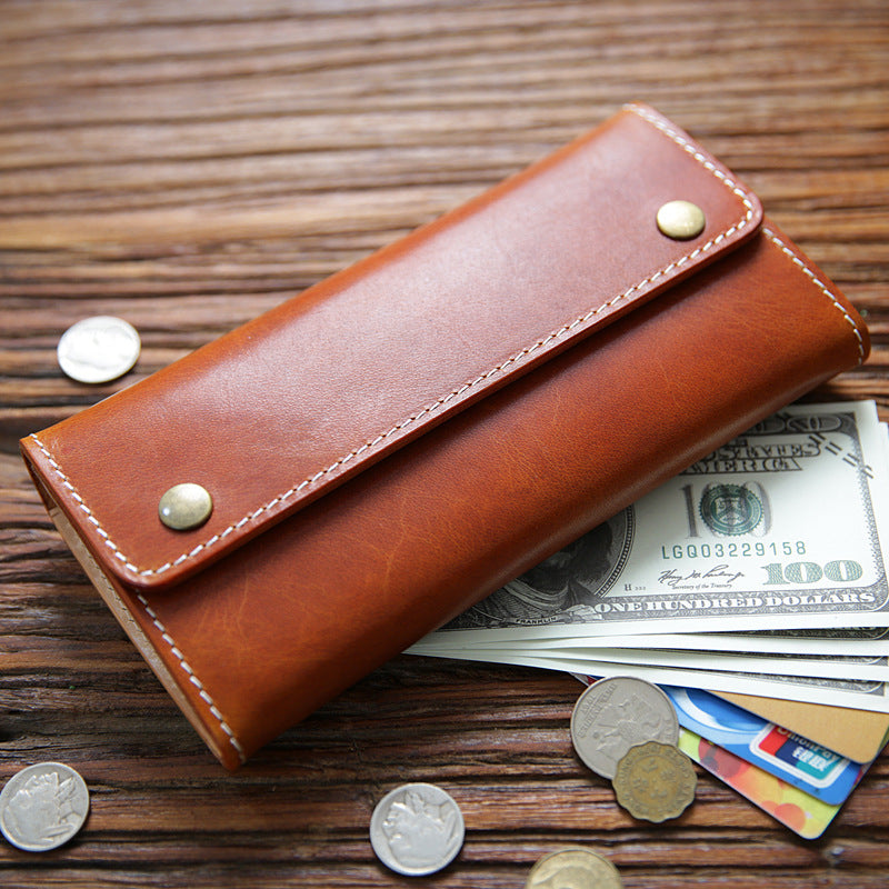 Women's & Men's & Handmade Italian Long Leather First Men's Wallets