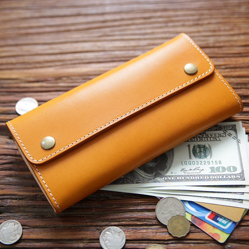 Women's & Men's & Handmade Italian Long Leather First Men's Wallets