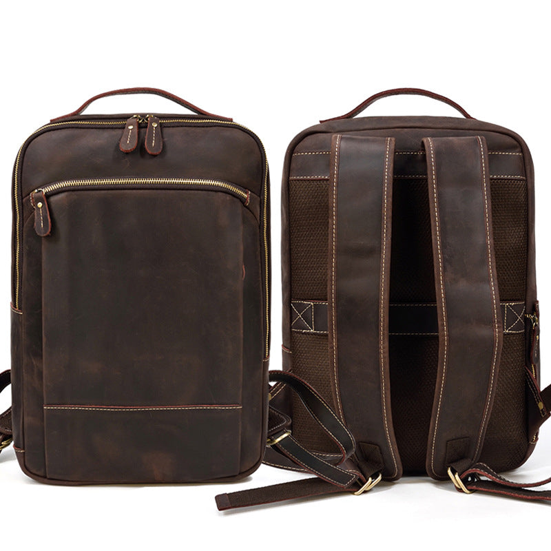 Men's Genuine Leather Commuter Computer Black First Backpacks