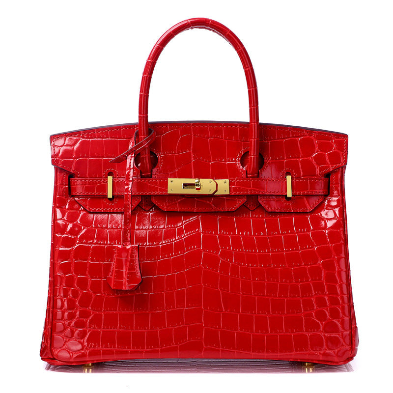Women's Fashion Crocodile Pattern Genuine Leather Cow Bags