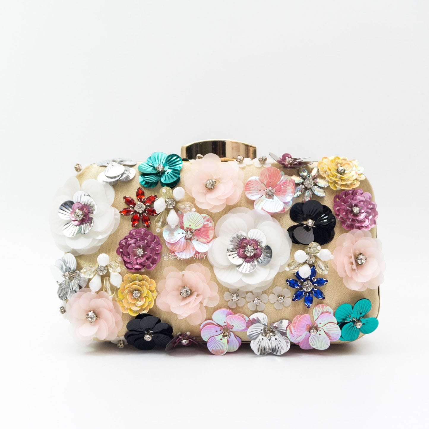 Kai Colored Beads Flower Dinner Clutch Evening Bags