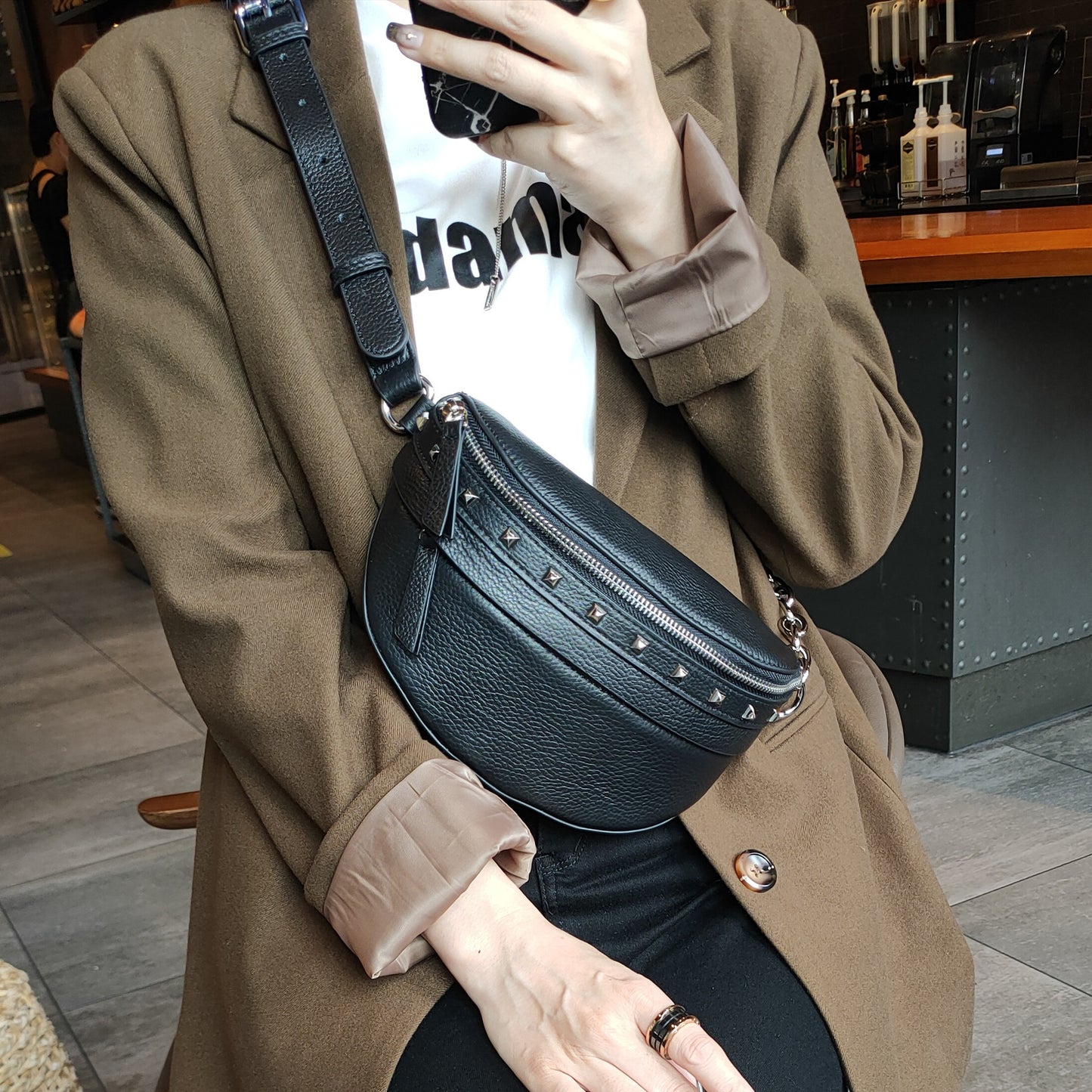 Women's Saddle Korean Soft Leather Green Willow Crossbody Bags