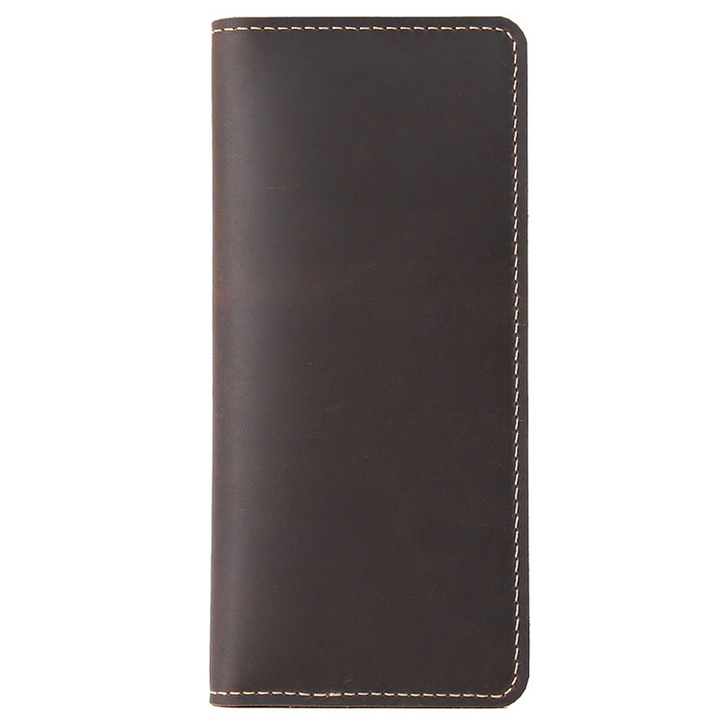 Men's Horse Leather Green Long Genuine Simple Men's Wallets