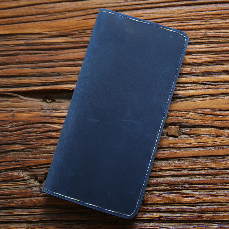Men's Horse Leather Green Long Genuine Simple Men's Wallets