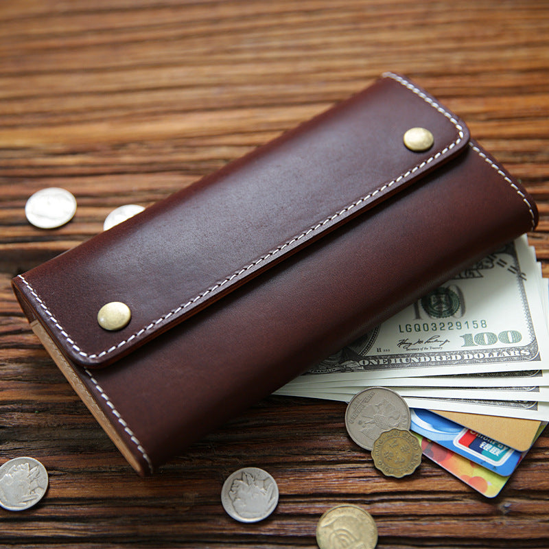 Women's & Men's & Handmade Italian Long Leather First Men's Wallets