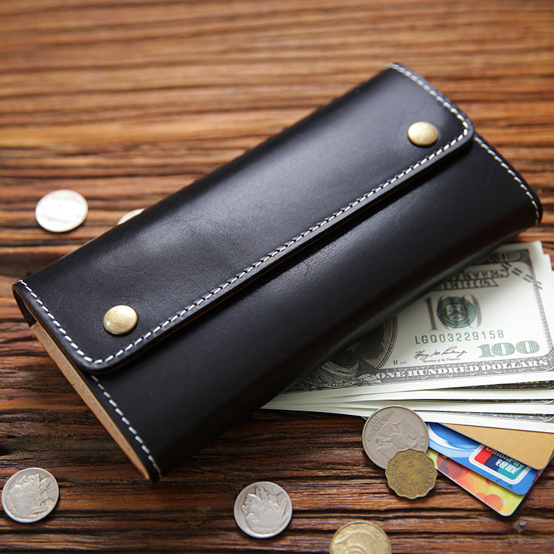 Women's & Men's & Handmade Italian Long Leather First Men's Wallets