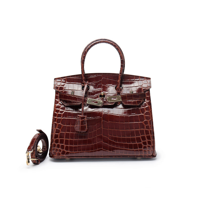 Women's Fashion Crocodile Pattern Genuine Leather Cow Bags