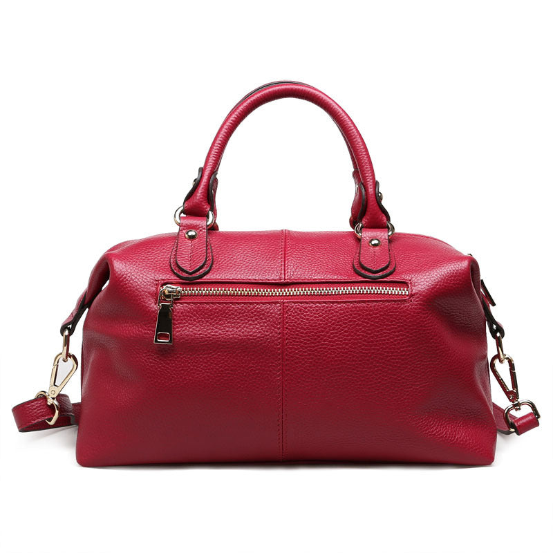 Women's Boston Portable Top Layer Cowhide Leather Handbags