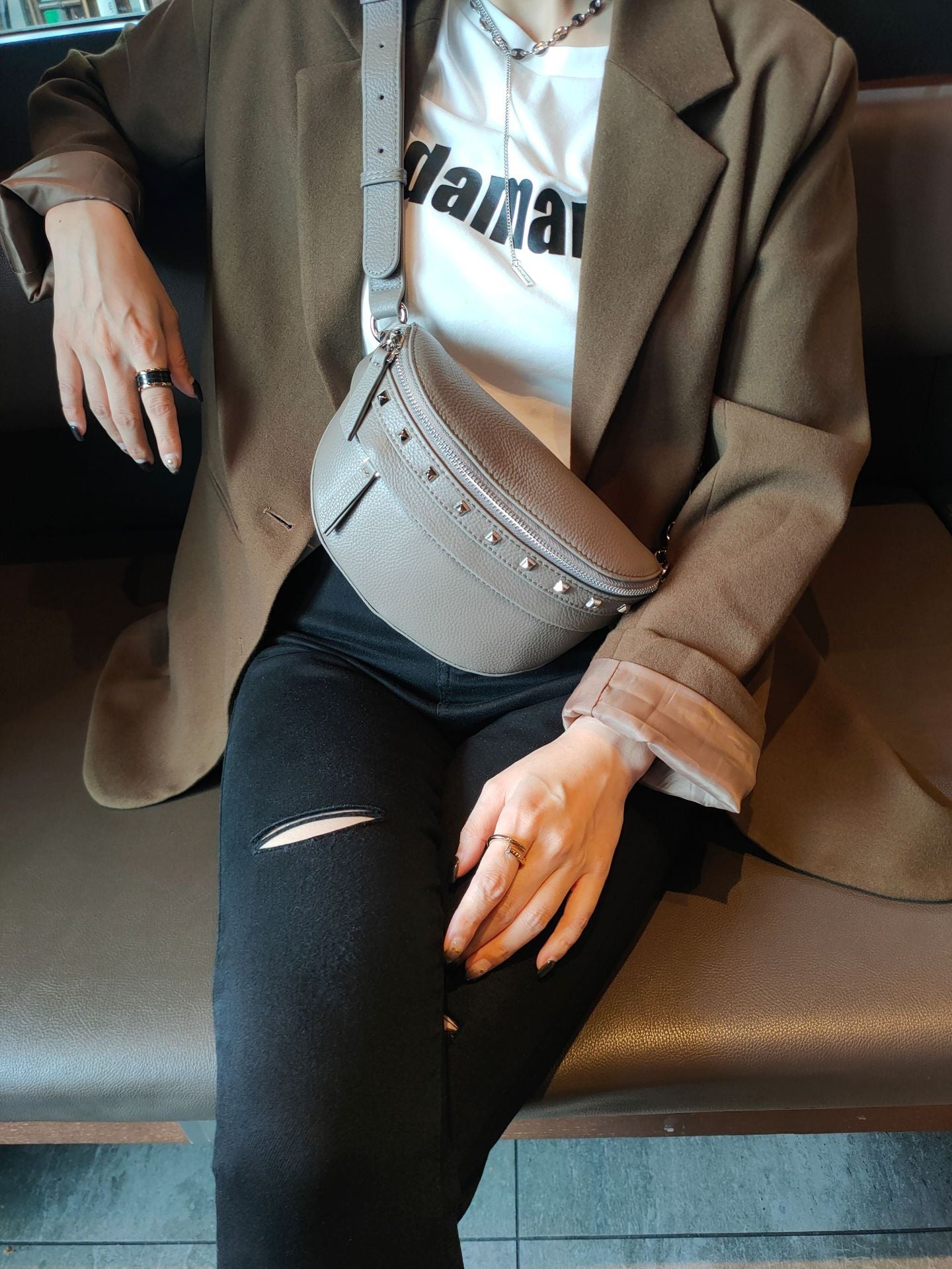 Women's Saddle Korean Soft Leather Green Willow Crossbody Bags