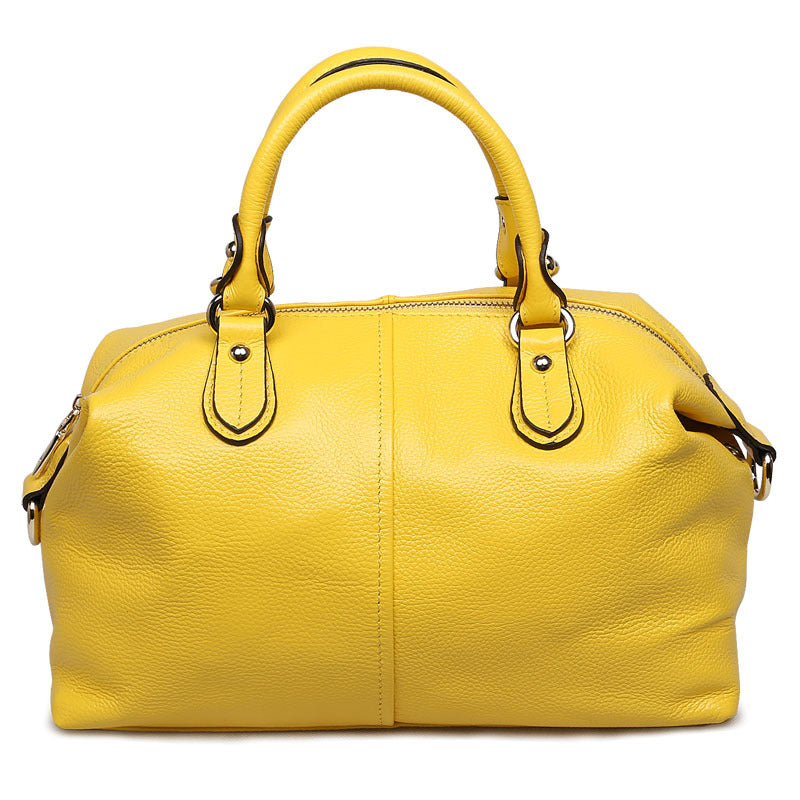 Women's Boston Portable Top Layer Cowhide Leather Handbags