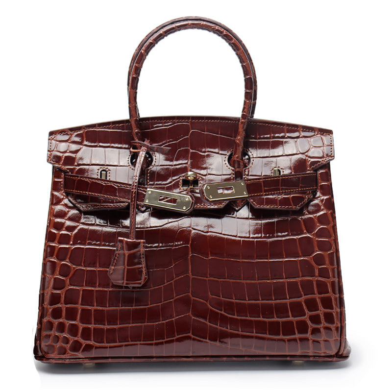 Women's Fashion Crocodile Pattern Genuine Leather Cow Bags