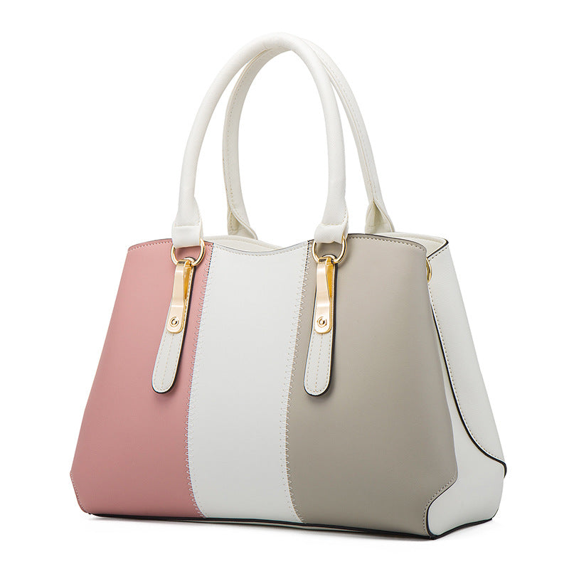 Women's Pretty Fashion Color Contrast Mother Handbags