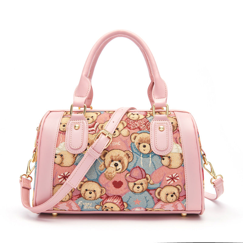 Women's Innovative Bear Boston Fashionable Canvas Handbags