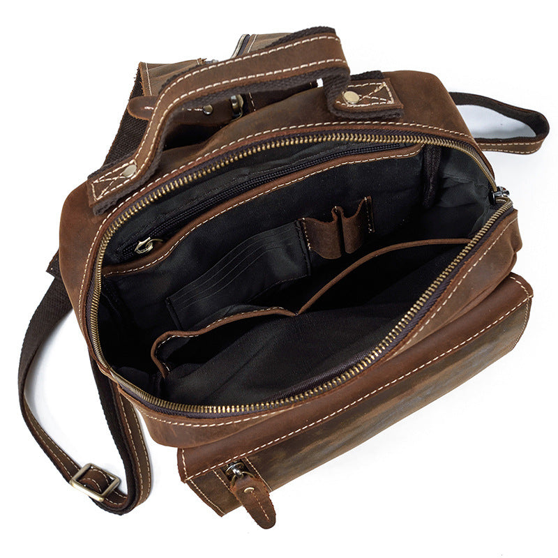 Men's Creative Trendy Crazy Horse Leather Backpacks