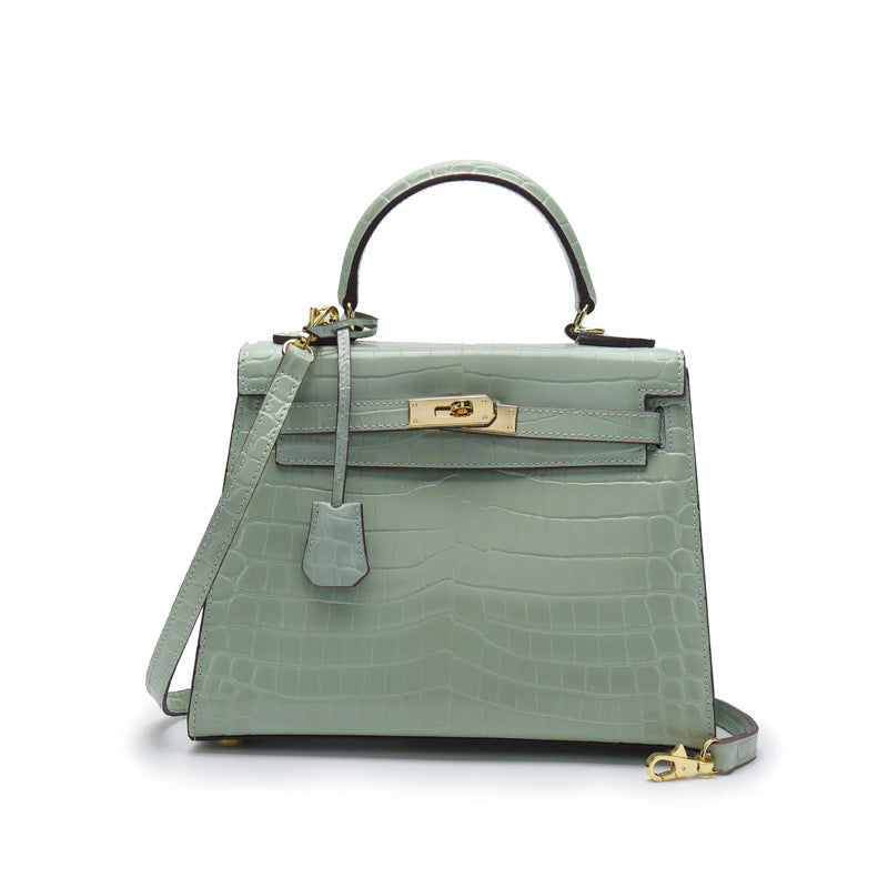 Women's Genuine Leather Fashion Crocodile Pattern Cow Handbags