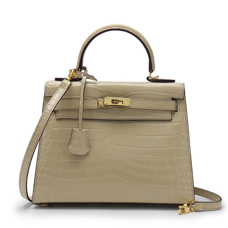 Women's Genuine Leather Fashion Crocodile Pattern Cow Handbags