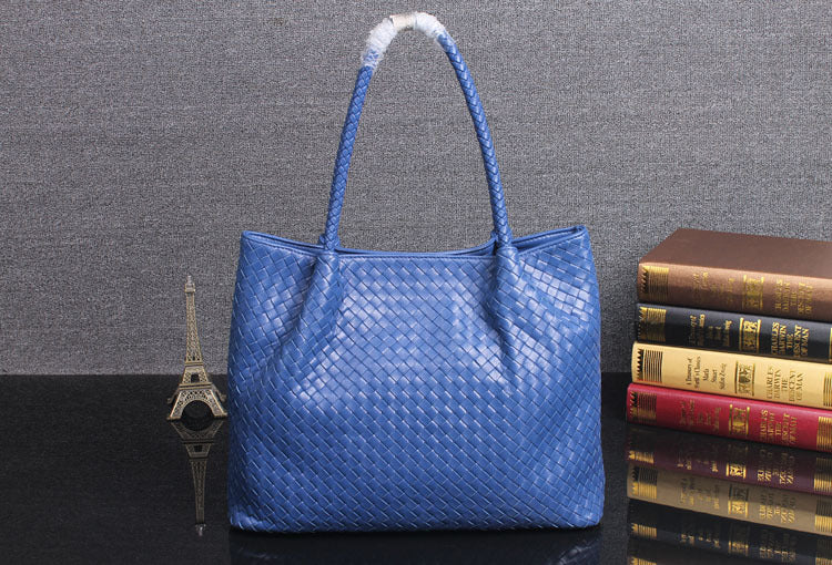 Women's Trendy Genuine Leather Woven Large Capacity Shoulder Bags