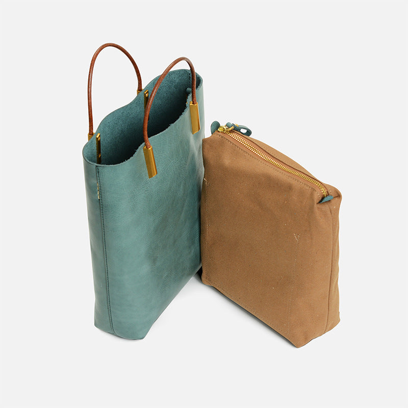 Retro Minority Cowhide Leather Large Capacity Handbags