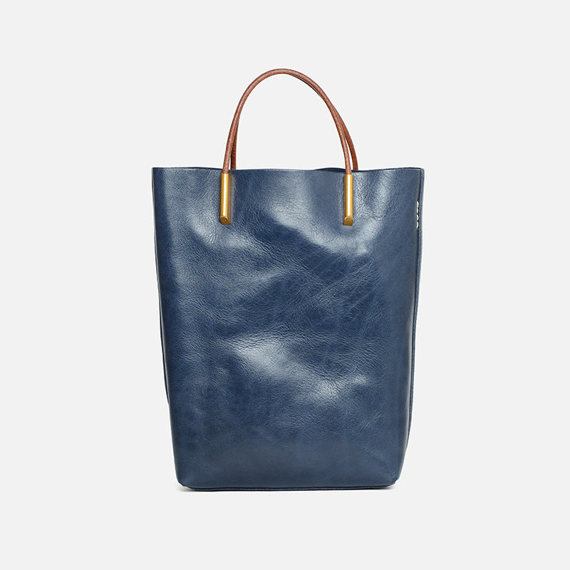 Retro Minority Cowhide Leather Large Capacity Handbags