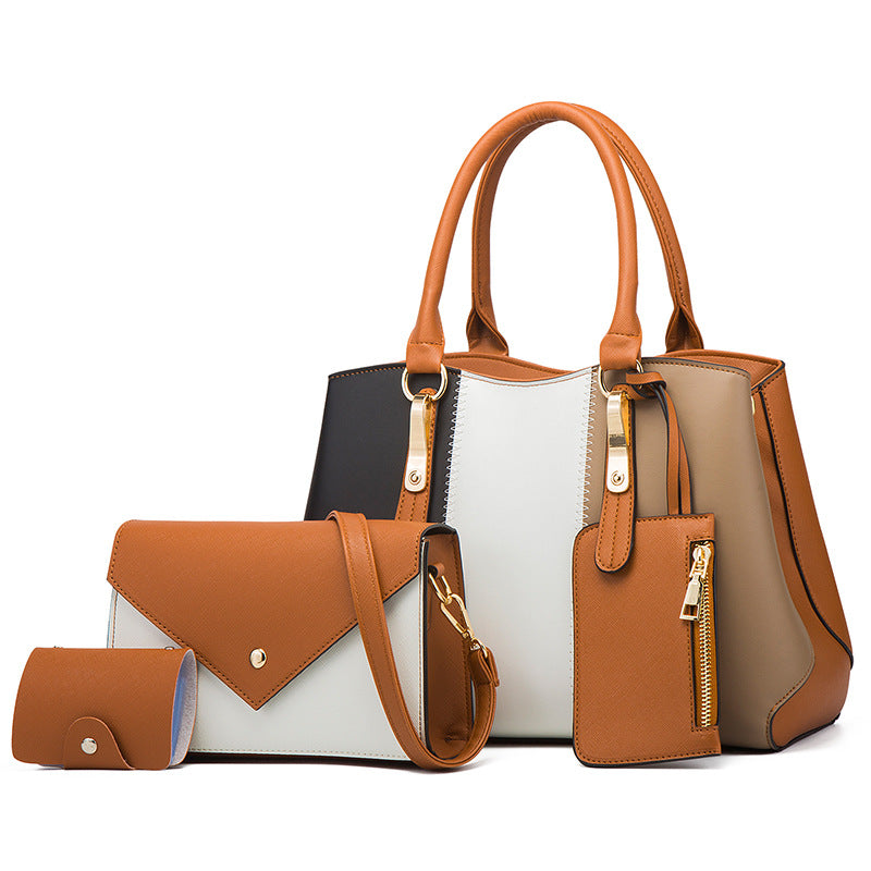 Women's Pretty Fashion Color Contrast Mother Handbags