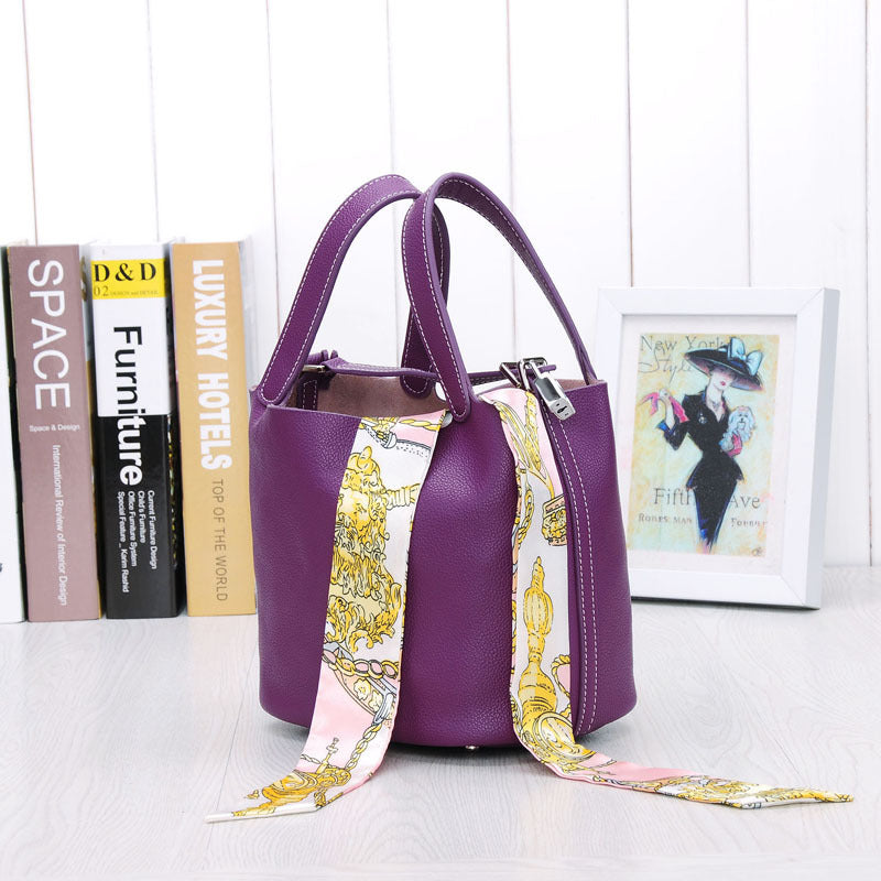 Women's Autumn Genuine Leather Lychee Pattern Portable Handbags
