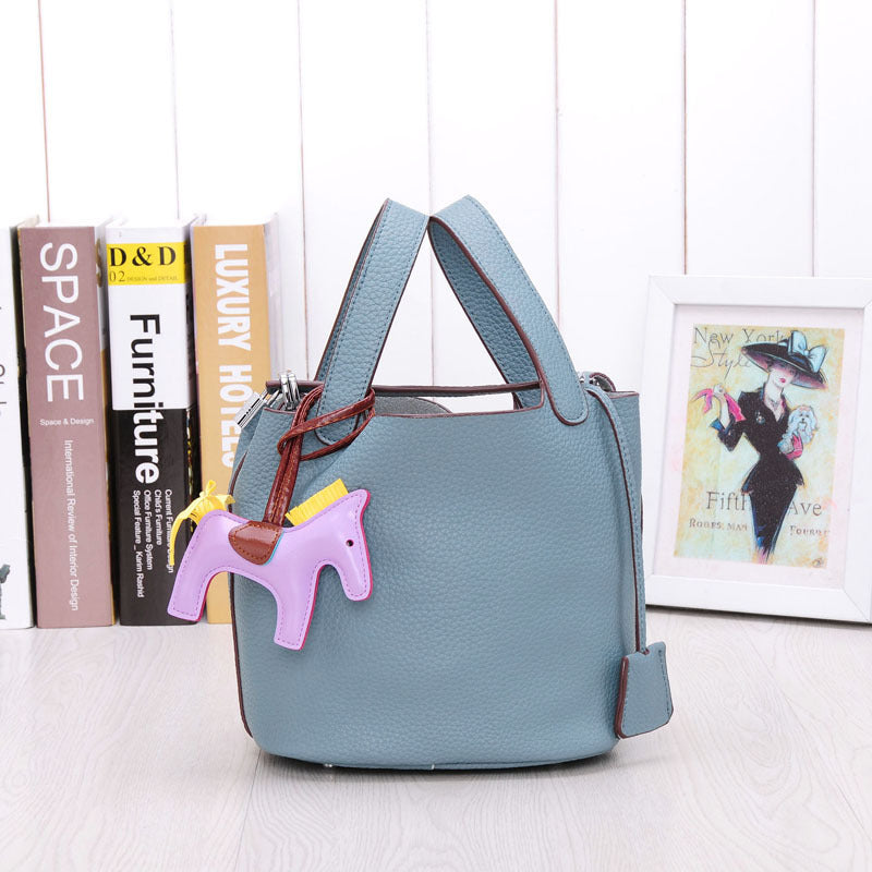 Women's Autumn Genuine Leather Lychee Pattern Portable Handbags