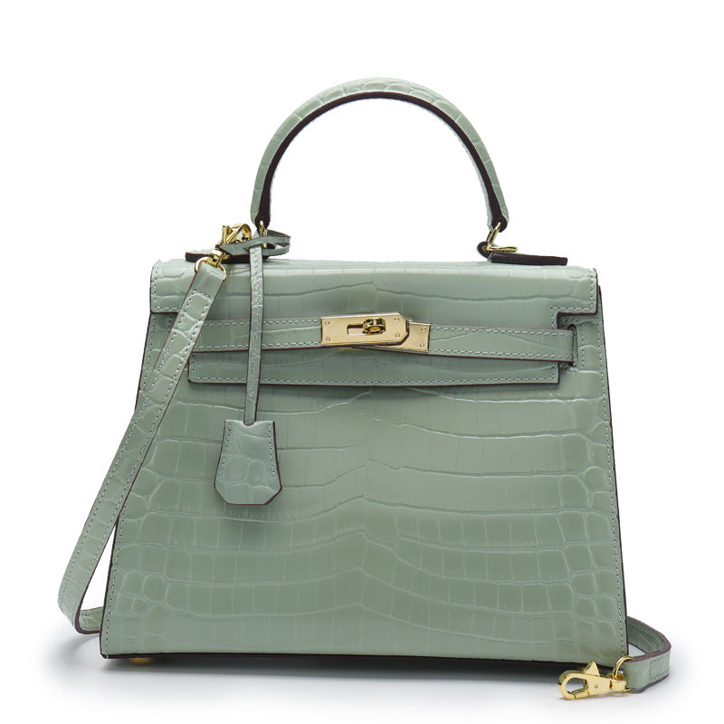 Women's Genuine Leather Fashion Crocodile Pattern Cow Handbags