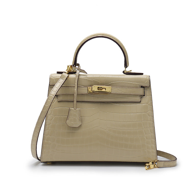 Women's Genuine Leather Fashion Crocodile Pattern Cow Handbags