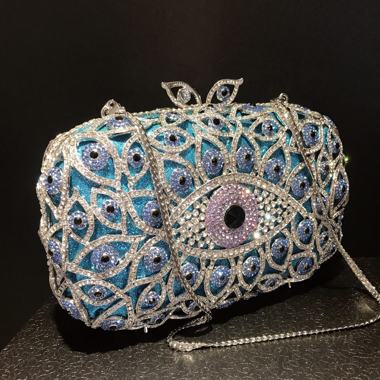 Women's Horizontal Eye Diamond Dinner Banquet Full Evening Bags