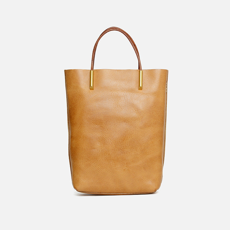 Retro Minority Cowhide Leather Large Capacity Handbags