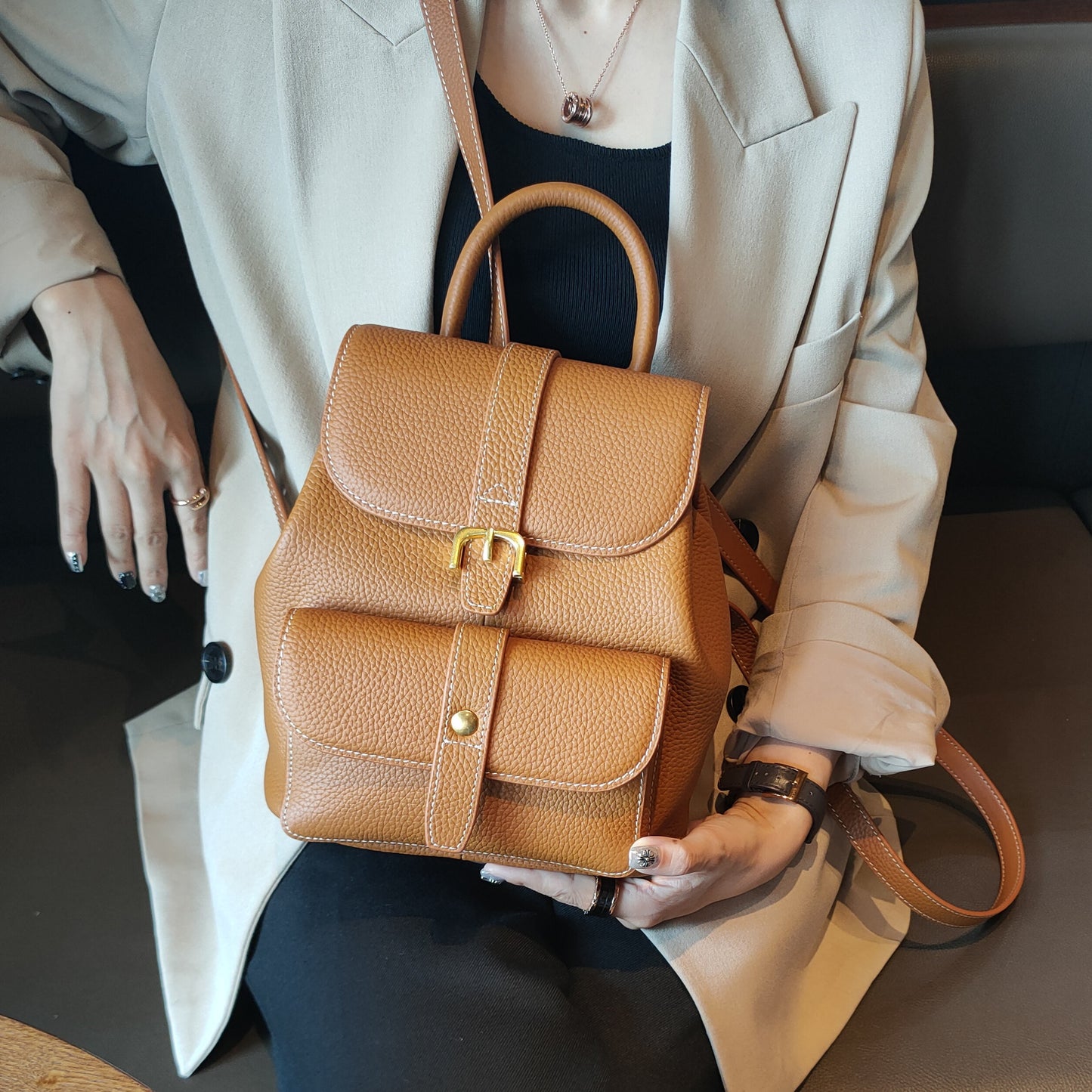 Women's Leather Trendy Soft First Layer Cowhide Backpacks