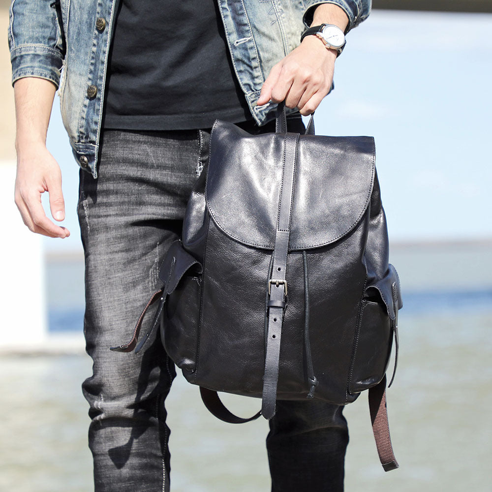 Women's & Men's & First Layer Leather Large Capacity Versatile Backpacks