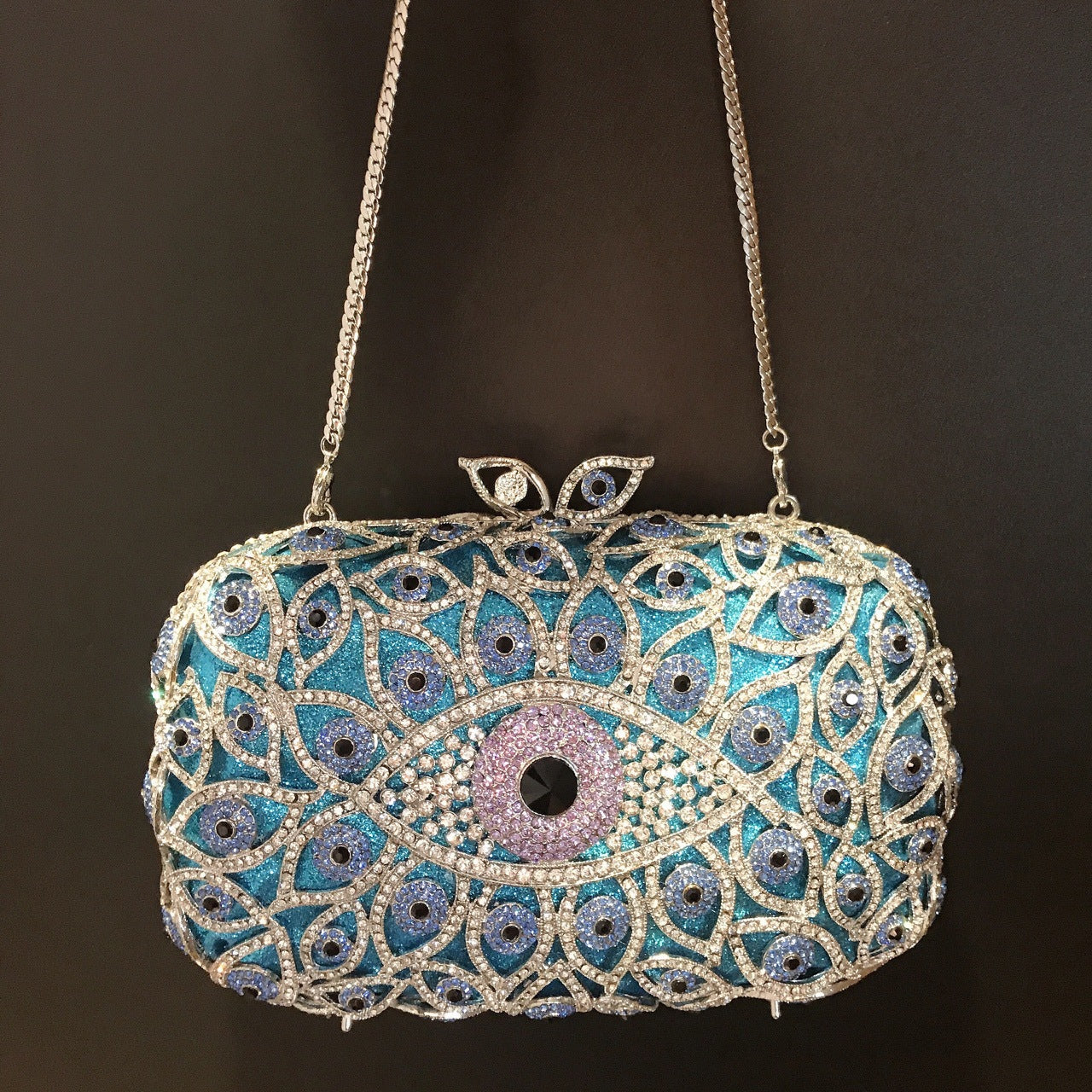 Women's Horizontal Eye Diamond Dinner Banquet Full Evening Bags