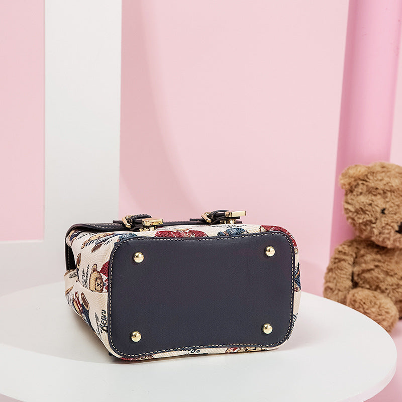 Women's Bear Attachment Korean Fashion Artistic Backpacks