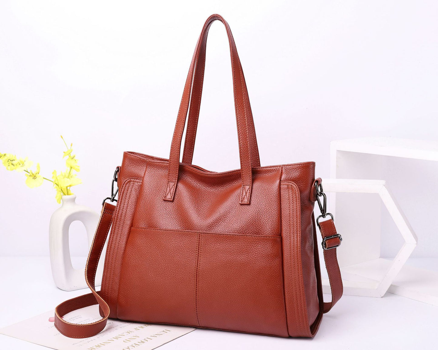 Women's Layer Cattlehide Leather Fashion Big Mummy Shoulder Bags
