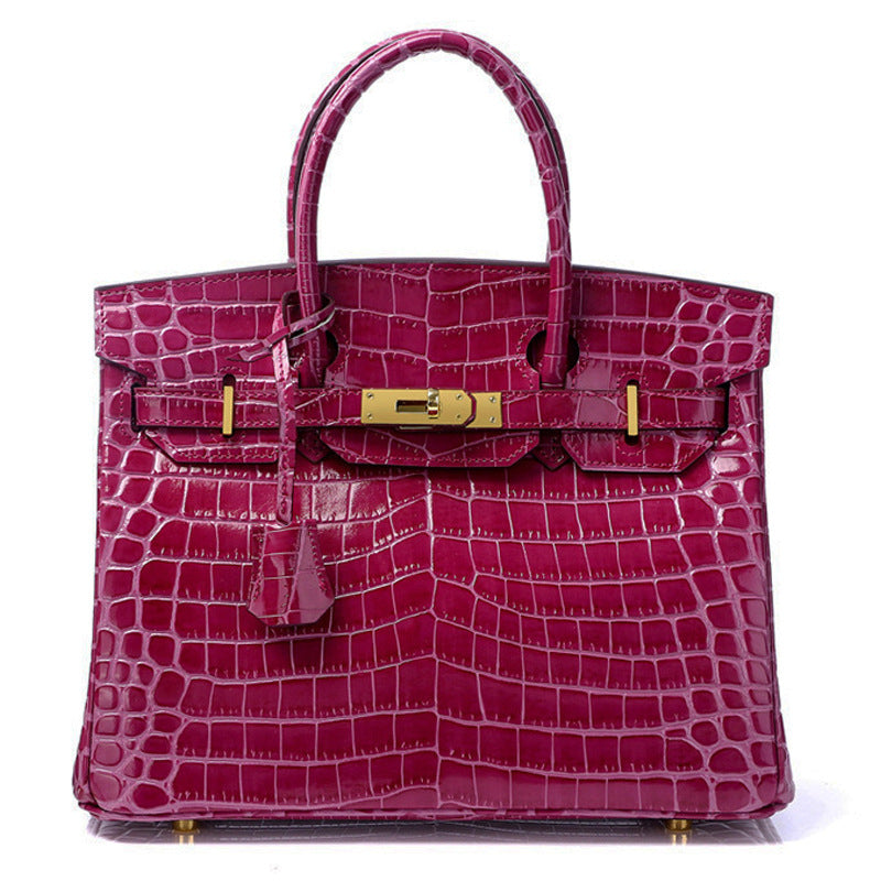 Women's Fashion Crocodile Pattern Genuine Leather Cow Bags