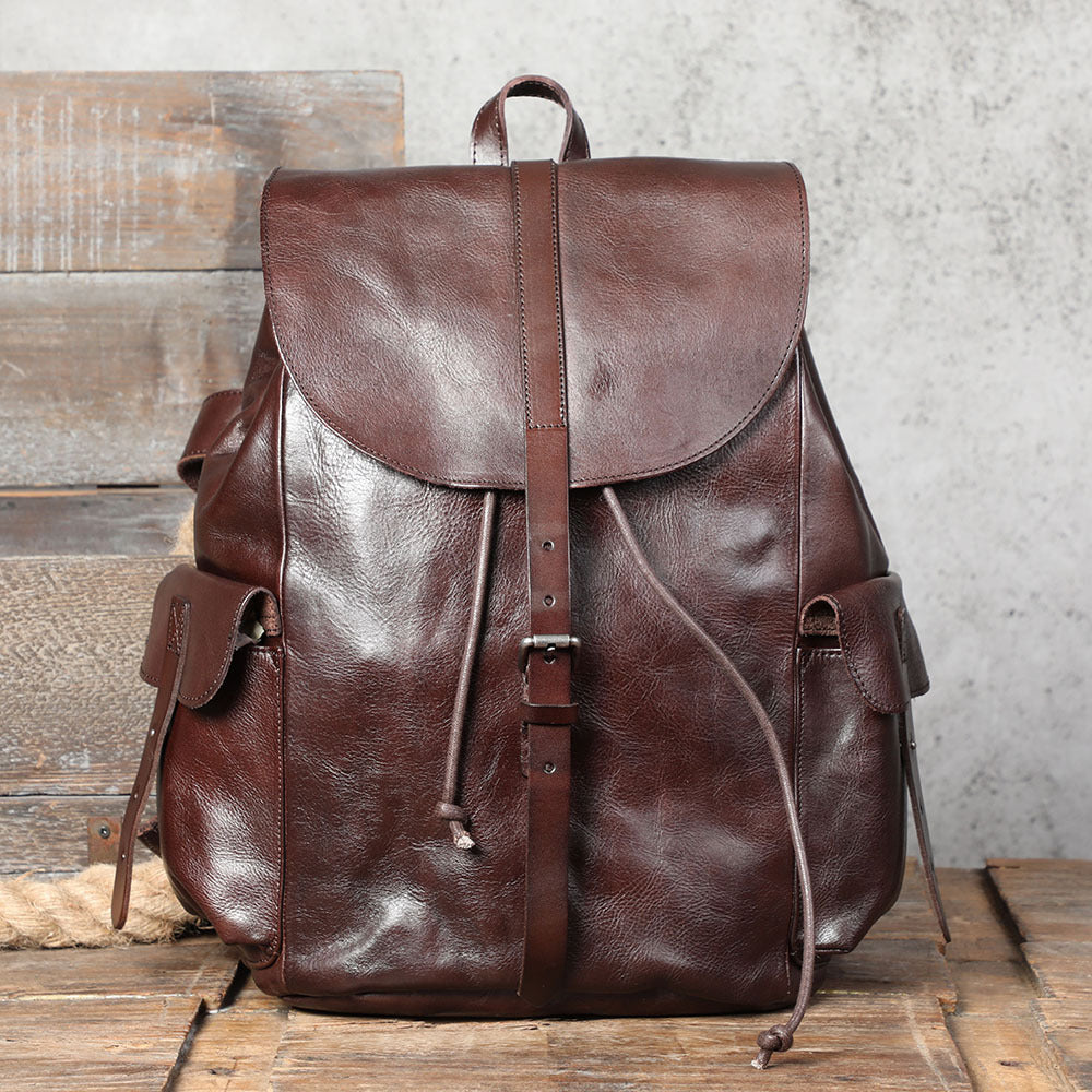 Women's & Men's & First Layer Leather Large Capacity Versatile Backpacks