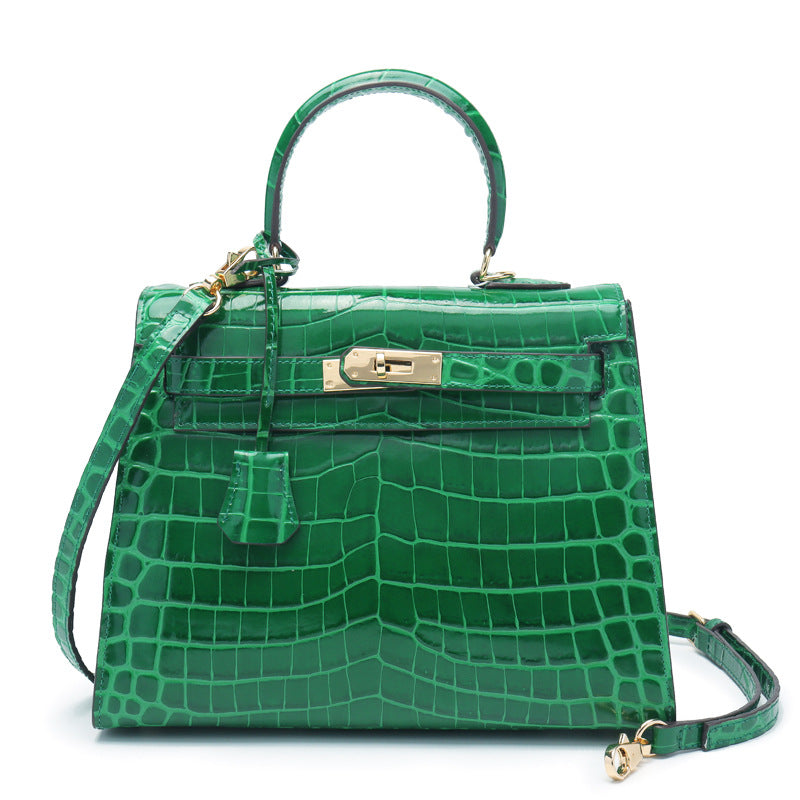 Women's Genuine Leather Fashion Crocodile Pattern Cow Handbags