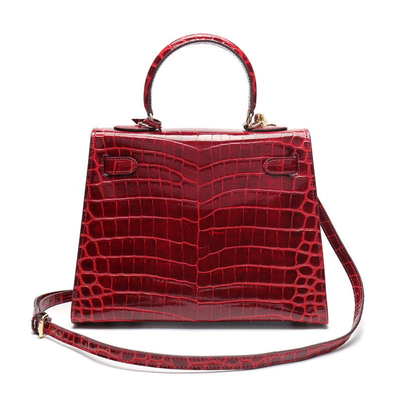 Women's Genuine Leather Fashion Crocodile Pattern Cow Handbags