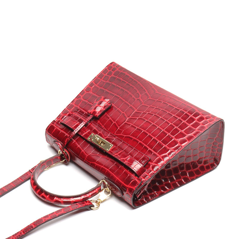 Women's Genuine Leather Fashion Crocodile Pattern Cow Handbags