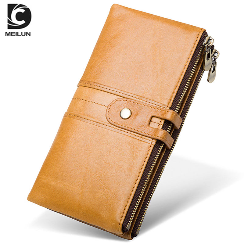 Women's & Men's & Cowhide Business Long Clutch Multiple Ladies Wallets