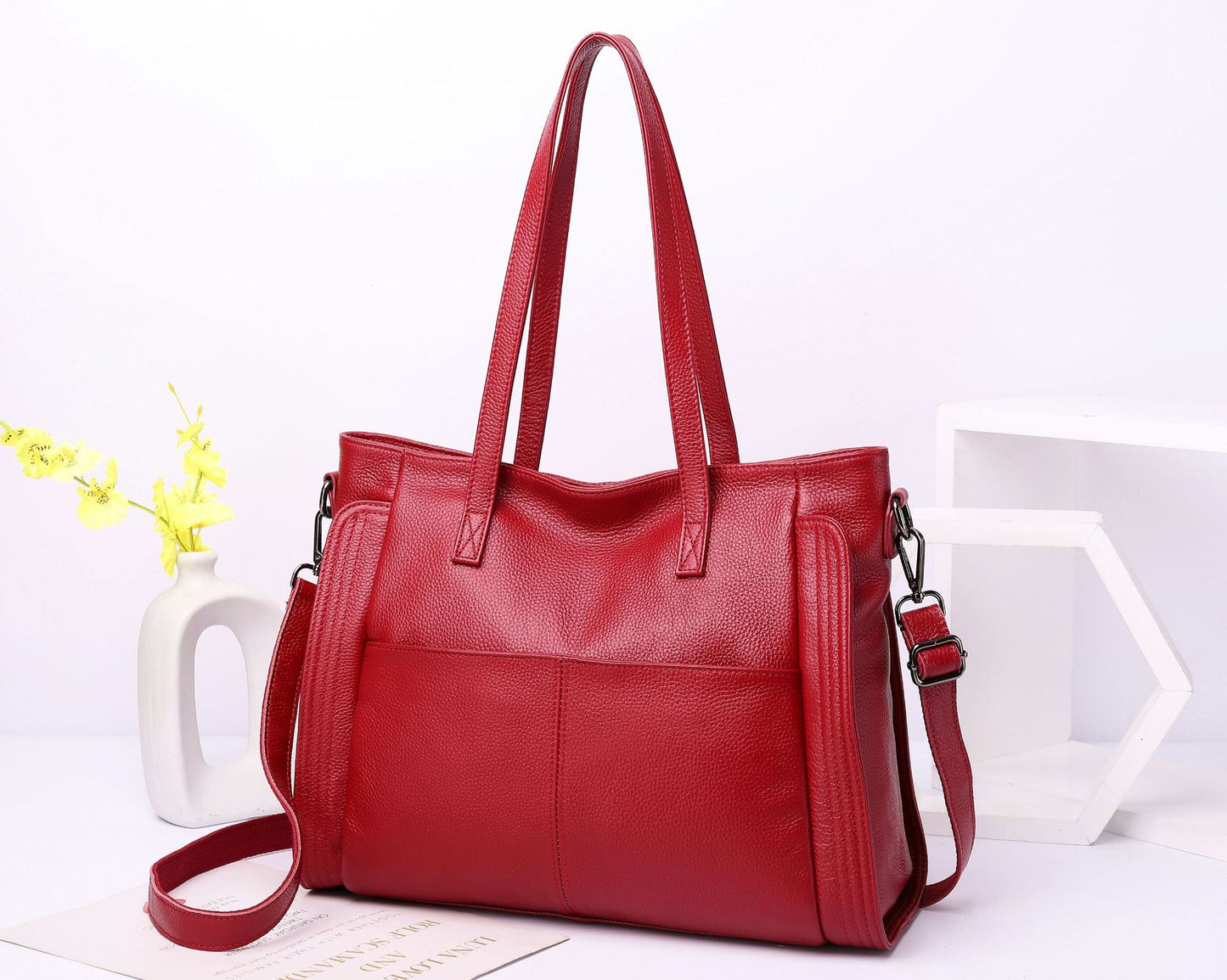 Women's Layer Cattlehide Leather Fashion Big Mummy Shoulder Bags