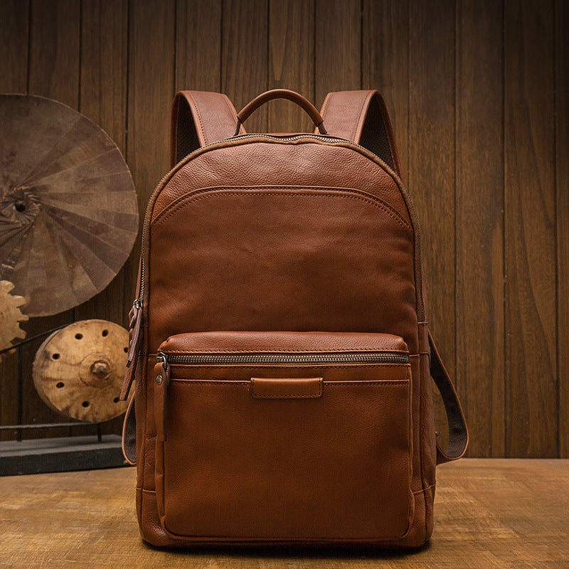 Women's & Men's & Handmade Genuine Leather Simple Comfortable Backpacks