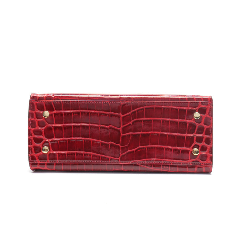 Women's Genuine Leather Fashion Crocodile Pattern Cow Handbags