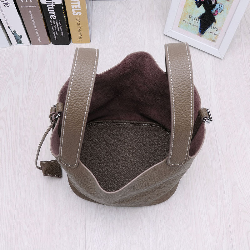 Women's Autumn Genuine Leather Lychee Pattern Portable Handbags