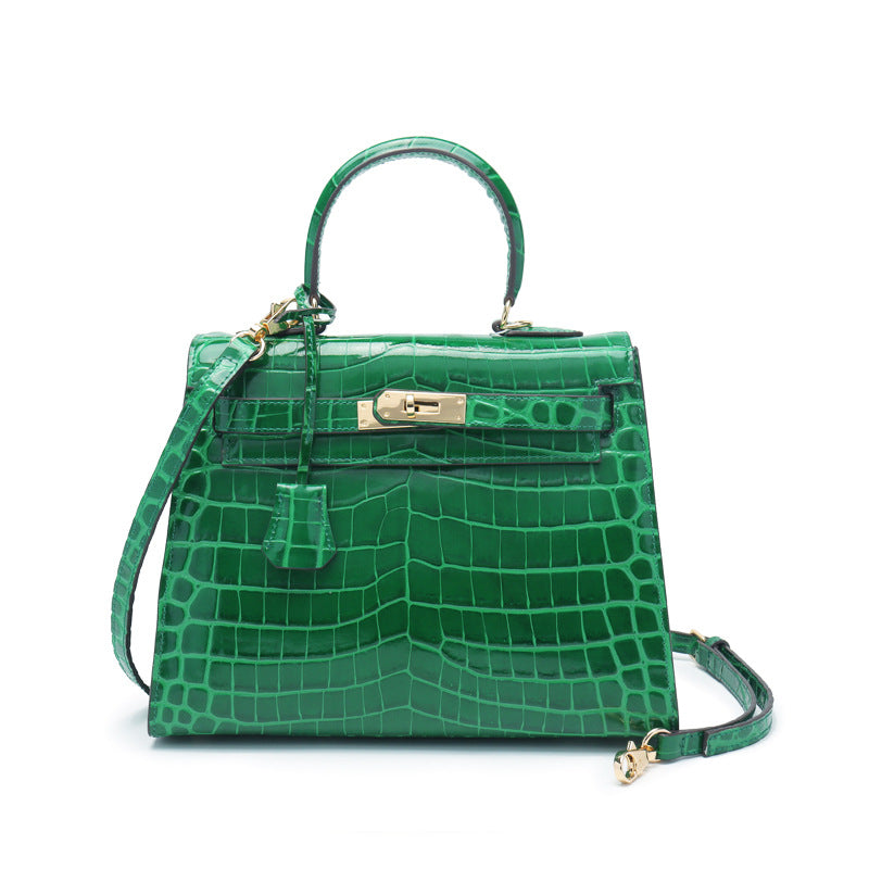 Women's Genuine Leather Fashion Crocodile Pattern Cow Handbags