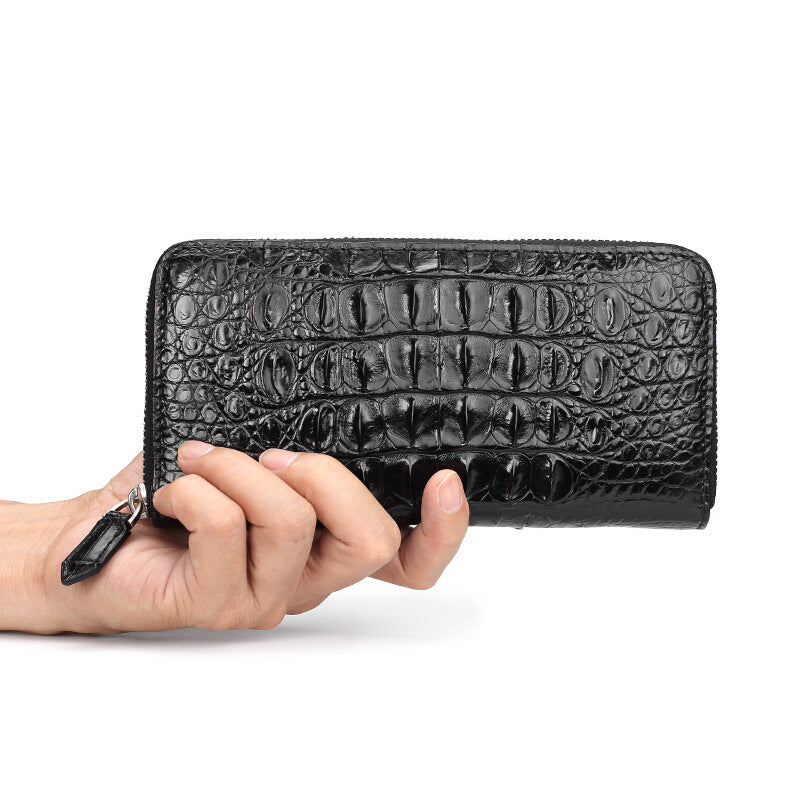 Men's Crocodile Leather Clutch Mid-length Business Zip Men's Wallets