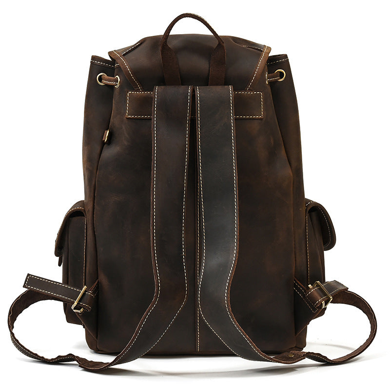 Men's Crazy Horse Leather Fashion Head Cow Backpacks