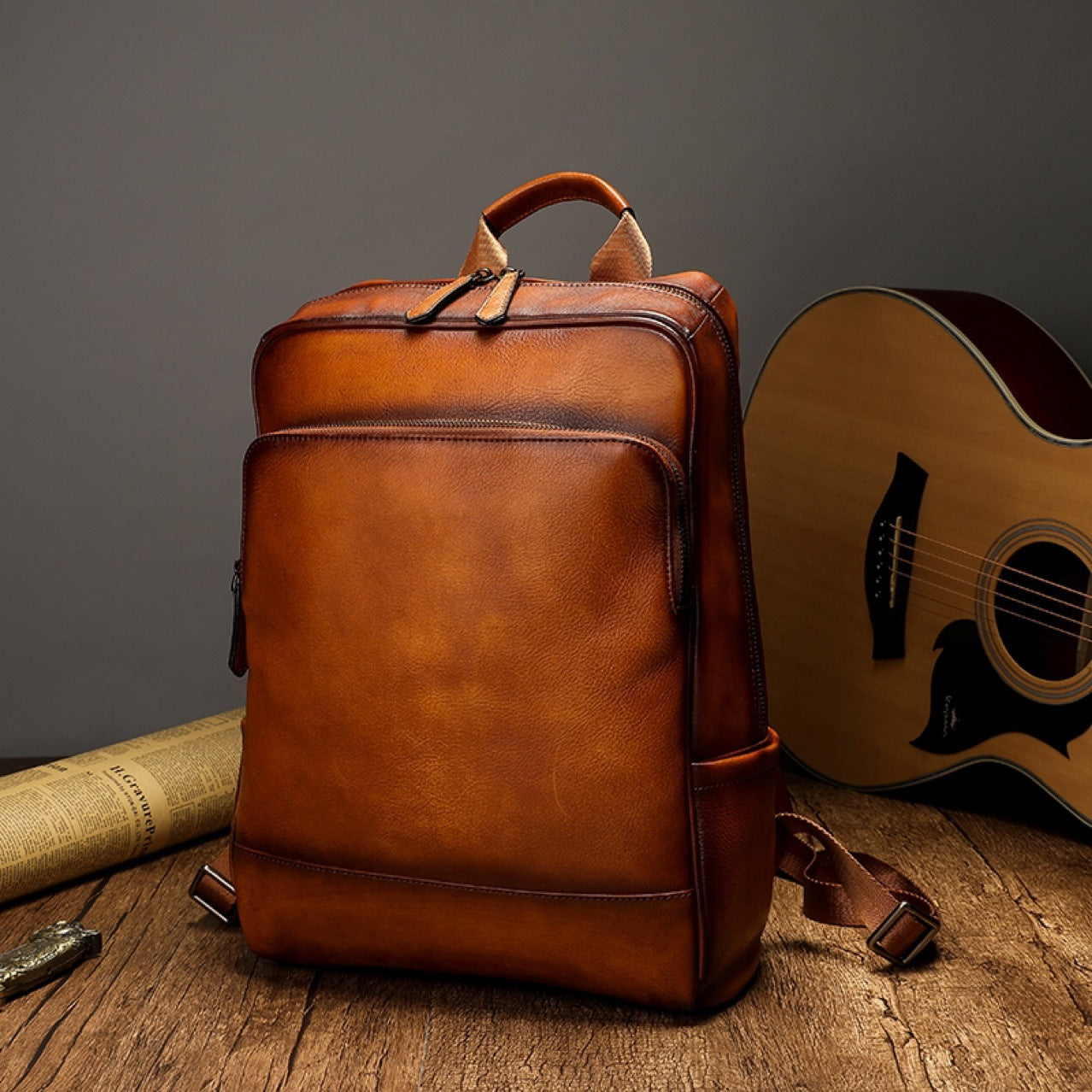 Men's Shipping First Layer Cowhide Computer Backpacks